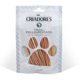 Criadores Tiras de Frango e Peixe para cães 
